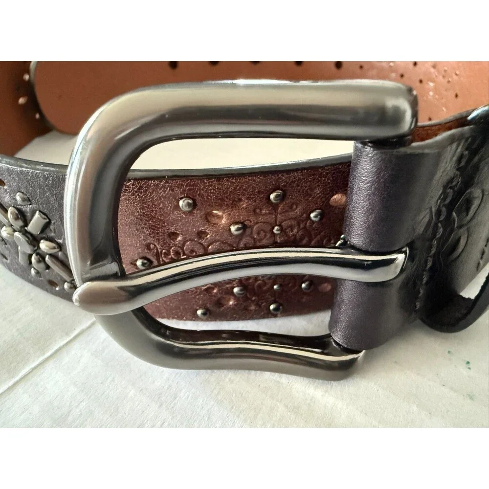 Fossil Patchwork Brown/tan/Black/Copper Patchwork Leather Belt Womens Size M
